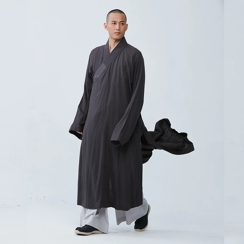 Длинное платье тонкие летние храм Шаолинь монах одежда Традиционный китайский костюм Кунг Фу боевых художественный костюм