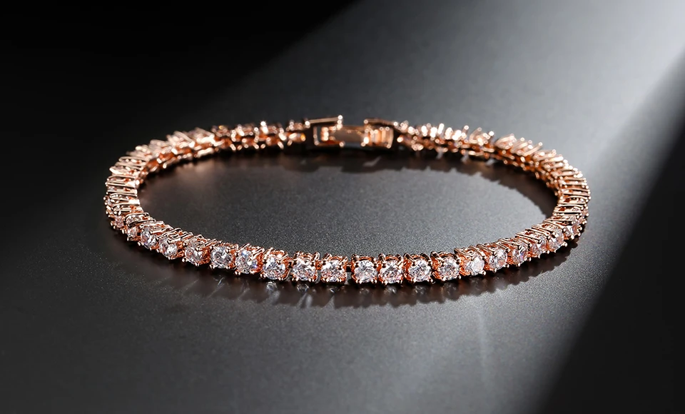 thumbnail image 2 of Heart Tennis Bracelets For Women - 14K Gold Plated 4MM Cubic Zirconia Charm Bracelets 2 of 9