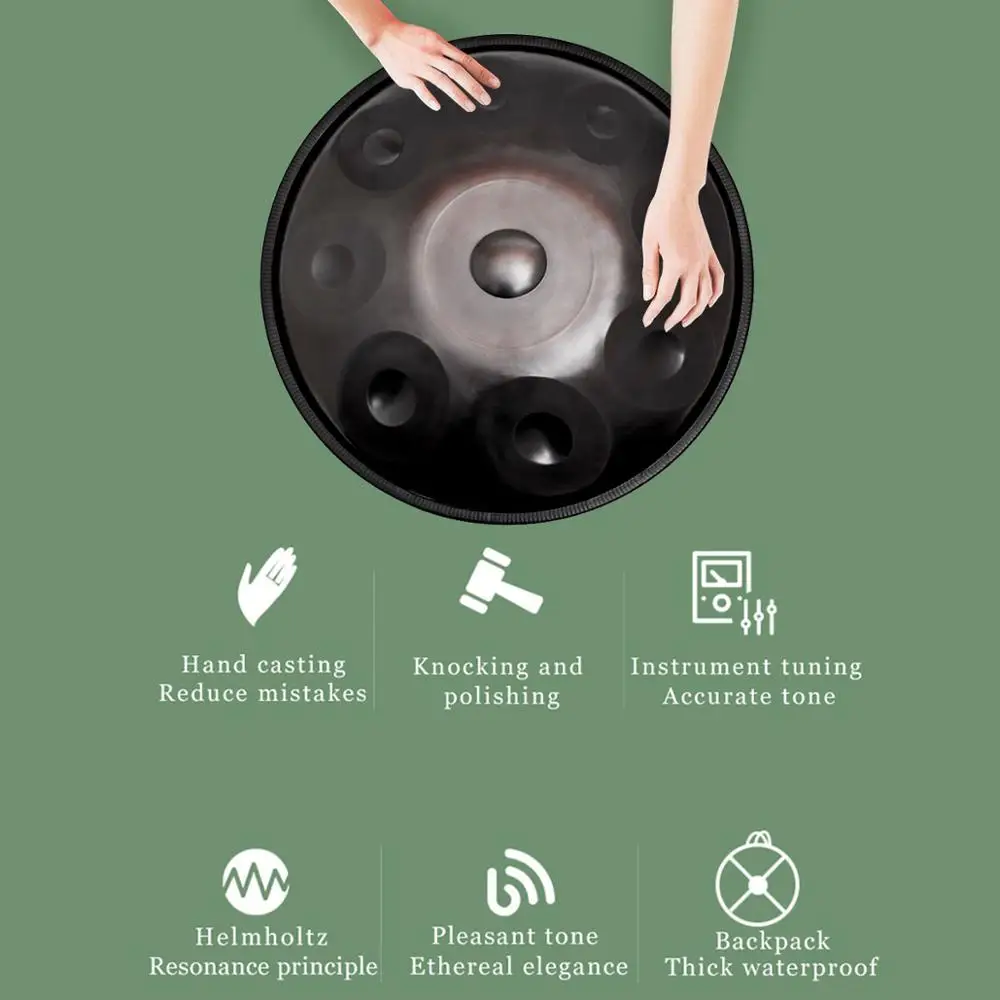 اليدوية Handpan الطبول 10 الملاحظات العتيقة F الكبرى D طفيفة طبلة ذات يد الموسيقى اليد عموم الطبول قرع آلات موسيقية