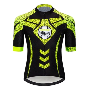 

New Geeklion Quick Dry Cycling Jersey Men's Short Sleeves Fluorescent Yellow Cycling Maillot Ropa Dry Fit Bike Clothing