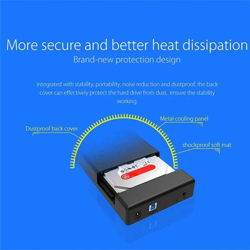USB 3.0 to SATA External 3.5 Hard Drive Enclosure Case For 3.5 SATA HDD and SSD Hard Disk Box 40JUN2703