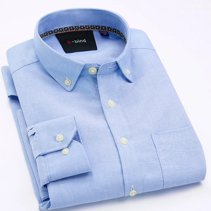 Spring Autumn 2017 Men's Long Sleeved Solid Oxford Dress Shirts 100