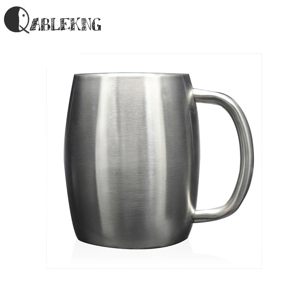 QABLEKNG Classic Stainless Steel Tea Cups Fashion Heat Resistant Coffee Mug Creative Double Wall Beer Mugs Big Tummy Drinkware | Дом и сад