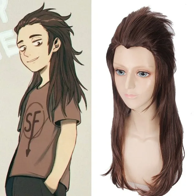

Game Sallyface Larry 65cm Long Brown Styled Heat Resistant Hair Cosplay Costume Wig + Free Wig Cap