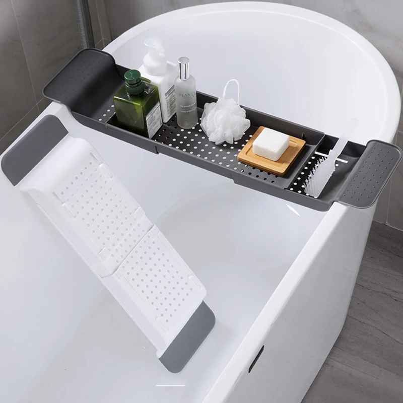 Retractable Bathtub Storage Rack Bath Tray Shelf Tub Multifunction