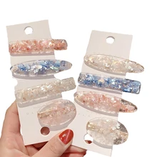 Заколка для волос в виде раковины для женщин и девочек, милая, Ретро стиль, сломанная, Геометрическая, форма капли воды, заколка для волос, цветная, с мраморным принтом