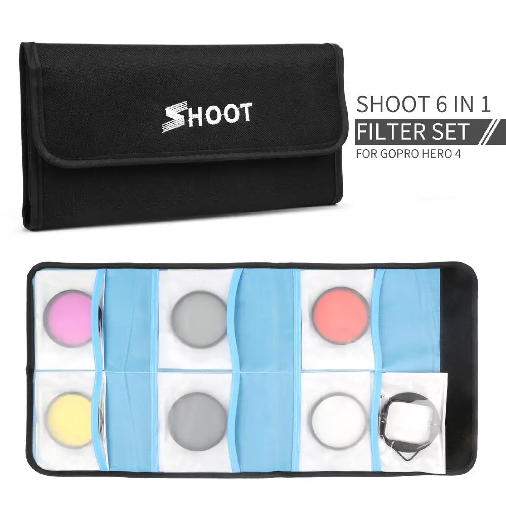 SHOOT Filter 52 мм/58 мм CPL ND набор УФ фильтров для GoPro Hero 7 6 5 Black 4 3 + Silver экшн камеры