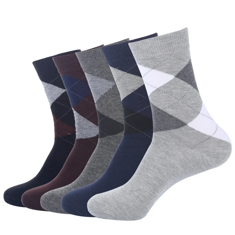 Eur40-44, Осень-зима, мужские высококачественные брендовые деловые хлопковые носки, мужские черные носки под платье, мужские длинные носки, 5 пар/лот