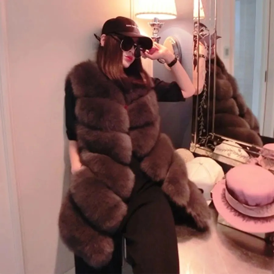 Women Mid-long Faux Fur Vest Coats Winter Solid Color Fur Sleevesless Outwear For Womens Female Long Slim Warm Fur Outcoats Women Mid-long Faux Fur Vest Coats Winter Solid Color Fur Sleevesless Outwear For Womens Female Long Slim Warm Fur Outcoats