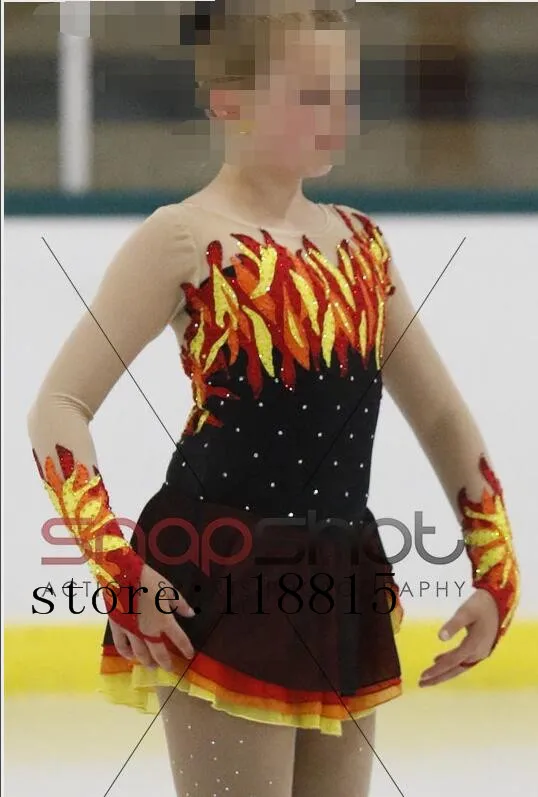 

Red Ice Dresses Blue Figure Skating Dress Girls Competition Skating Dresses Custom Kids Figure Dress for Figure Free Shipping