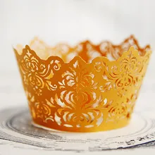 Оранжевое Королевское кружево свадебное украшение для кексиков цветная бумага кексы чашка торт, чашки для выпечки обертка