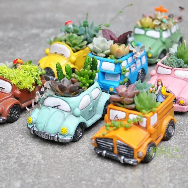 US $37.80 Silicone Concrete Mold Cartoon Car Shape Epoxy Resin Flower Pots Mould Handmade Craft Cement Planter Tool