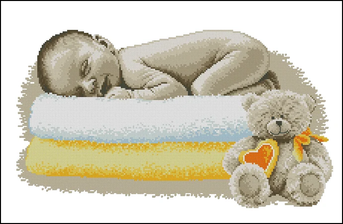 

Cute child Baby Handmade child Needlework Embroidery DIY DMC Cross Stitch Kits Crafts 14CT Unprinted Home decor wall Arts