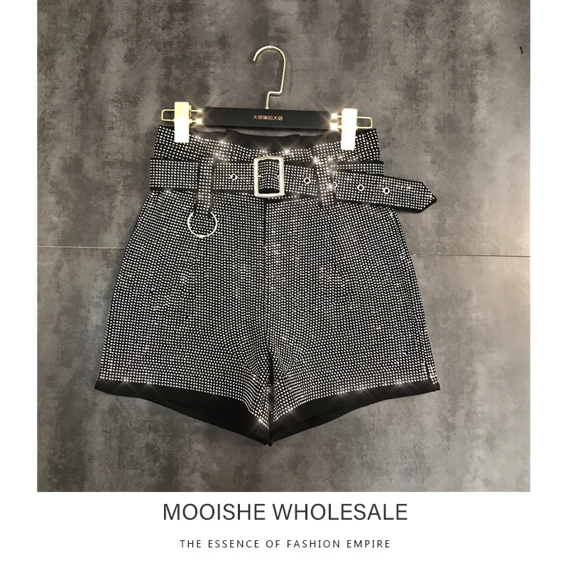 الماس النساء السراويل مع حزام عالية الخصر Hotpants مثير أسفل لفصل الصيف الربيع الماس النساء السراويل مع حزام عالية الخصر Hotpants مثير أسفل لفصل الصيف الربيع