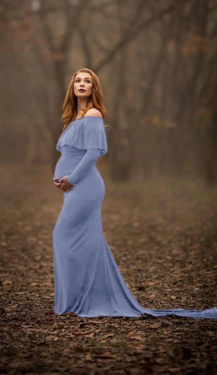 

Maternity Photography Props Pregnancy Clothes Maxi Maternity photography Dress cotton Maternity Dress For photography Props 2018