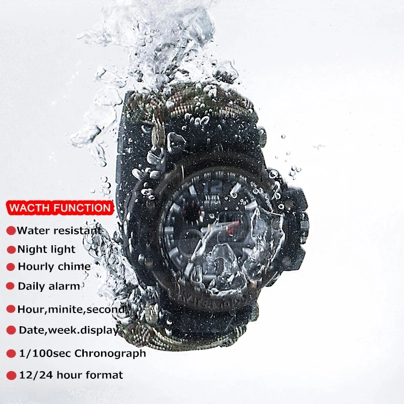 Outdoor Survival Watch Multifunctional Waterproof Military Tactical Paracord Watch Bracelet Camping
