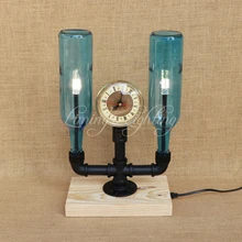 Современный G4 Led абажур бутылка Настольный светильник винтажные часы с выключателем Настольный светильник лампа для спальни прикроватная офисная лампа