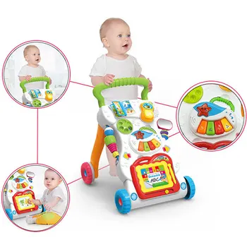 2019 Baby Gift Baby Walker Musical Toddler Trolley Walker For Kid's Early Learning Educational Baby First Steps Car Adjustable kate walker kept for her baby