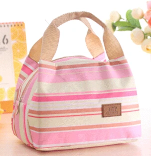 Контейнер для детского питания, школьные сумки для детей, для пикника, спортивные цветные линии, термоизоляционный пакет для путешествий - Цвет: Pink White