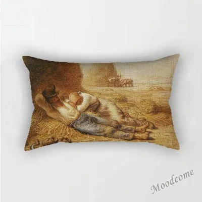 Jean Francois Millet Pastoral Realism Oil Painting The Gleaners Harvest Home Decoration Art Pillow case Linen Sofa Cushion Cover