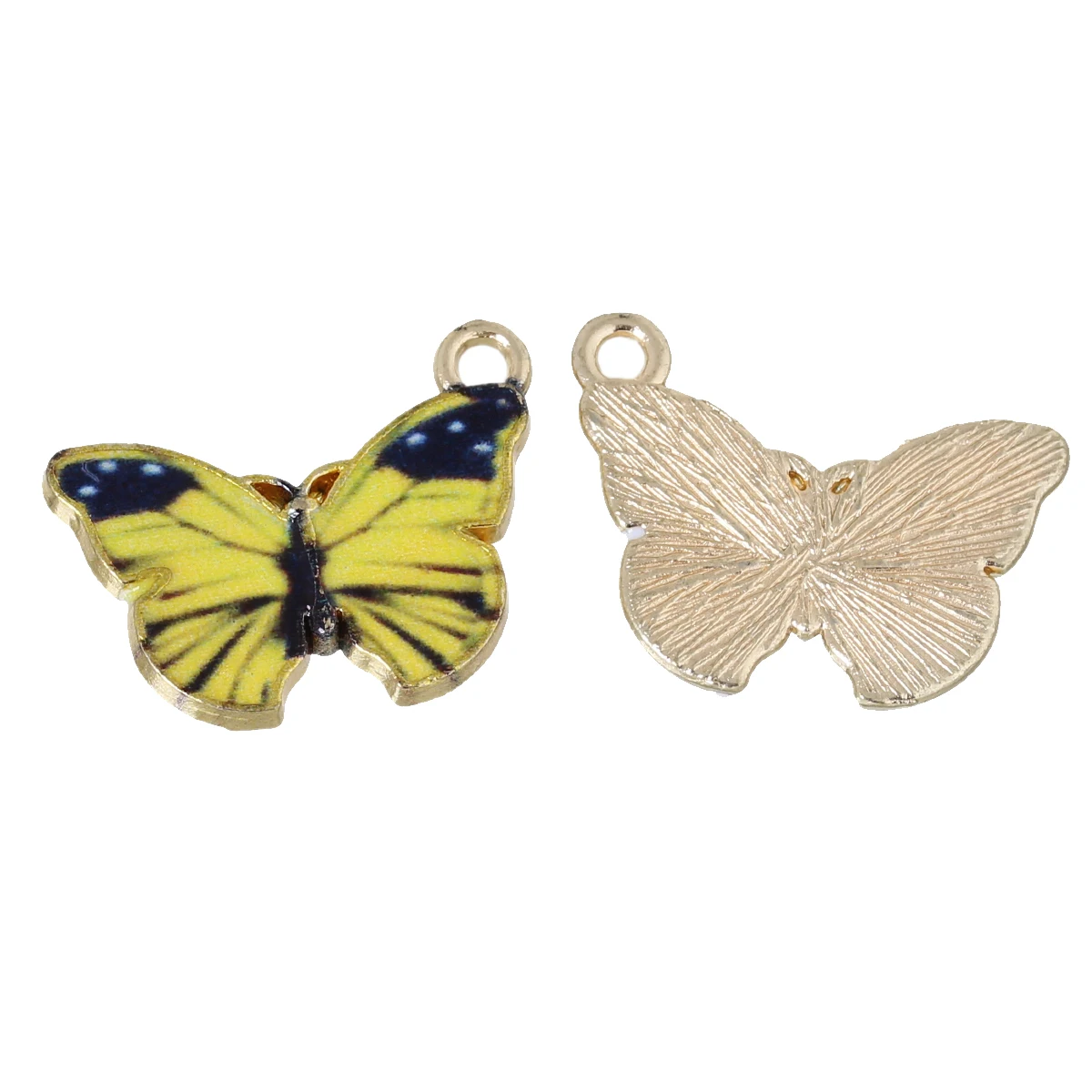 

Charm Pendants Butterfly Light Golden Yellow Enamel 20mm( 6/8") x 15mm( 5/8"),10 PCs new