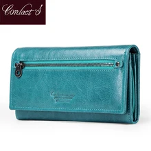 Contact's Brand Design Coin Purse Genuine Leather Women Wallets Female Card Holder Long Lady Clutch Wallet With Phone Pockets Contact's Brand Design Coin Purse Genuine Leather Women Wallets Female Card Holder Long Lady Clutch Wallet With Phone Pockets
