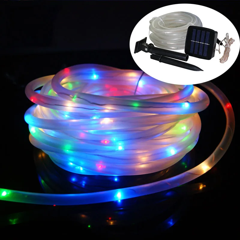 Solar Power LED Rope Tube String Light 10M 100led Outdoor Waterproof