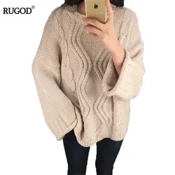 Rugod осень и зима свободные пестрых Для женщин свитер и Пуловеры для женщин толстый Вязание свитер женский свободно верхняя одежда Топы