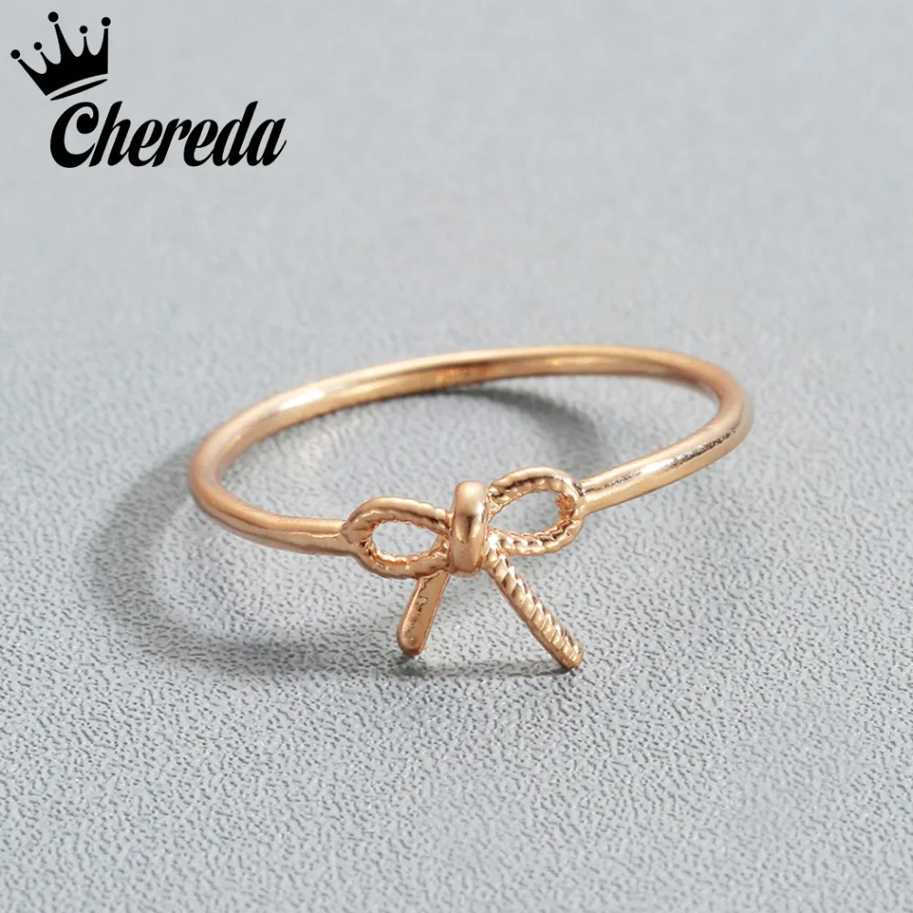 

Chereda New Arrival Ring Copper Bowknot Rings For Women Fashion Geometric Engagement Party Jewelry Womens' Day Present