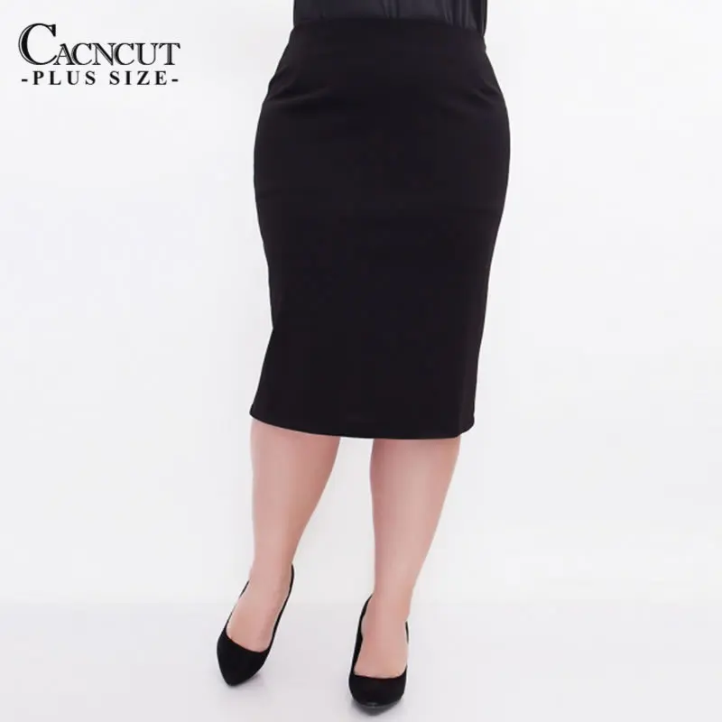 

CACNCUT Big Size High Waist Bag Thigh Skirt Business Casual Skirt For Women 2019 Plus Size Bodycon Pencil Office Skirt Black 6XL