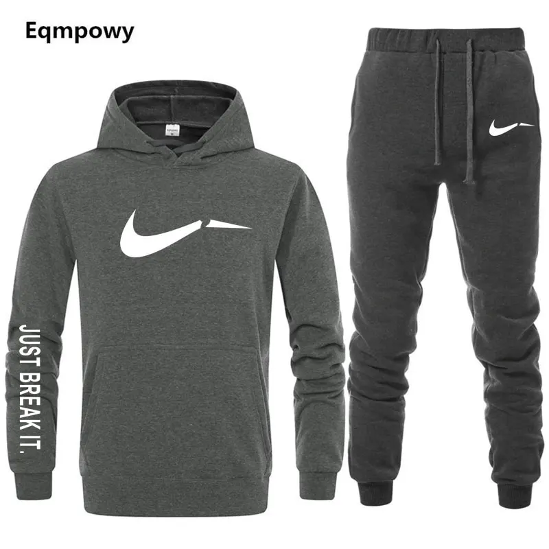 

2019 New Fashion Hoodies Men Sport suit JUST BREAK IT Sweatshirt +Sweatpants Suits Casual Long Sleeve Pullover Hoodie clothing