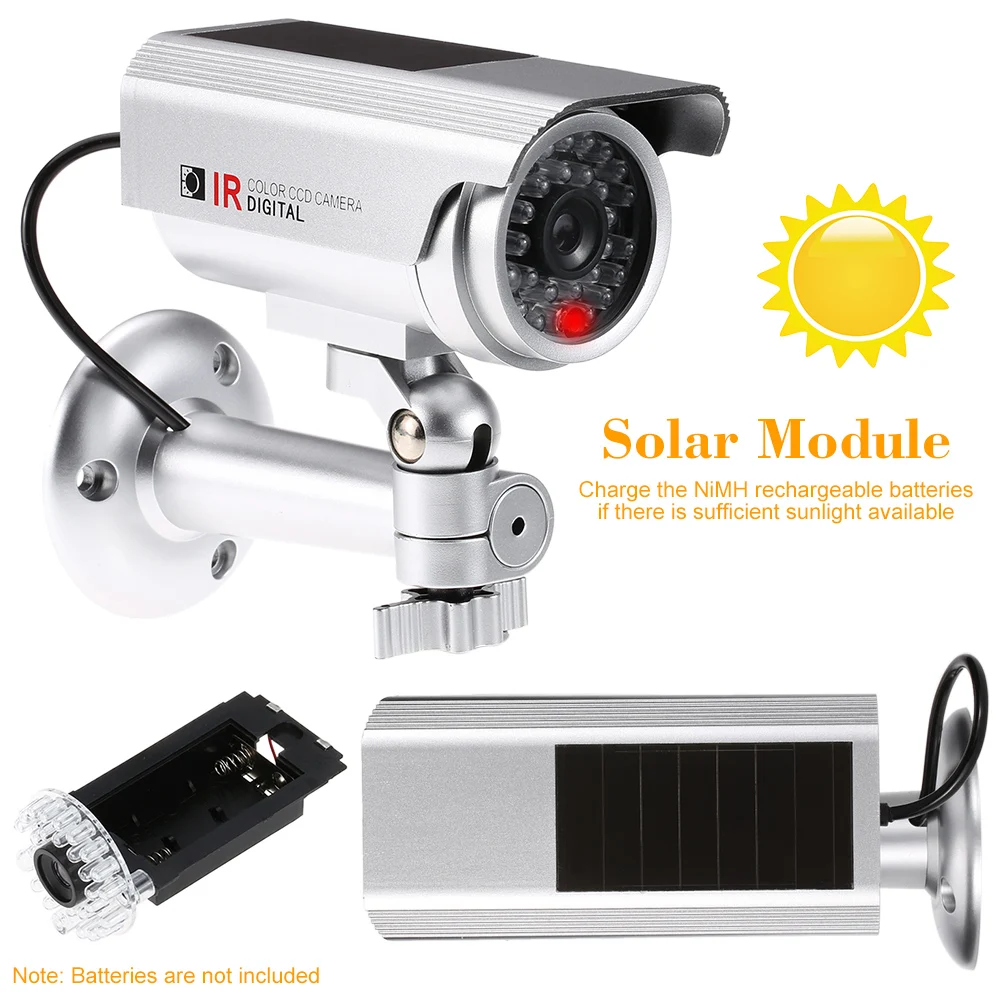 

Simulation Fake Dummy Gun Bullet Camera Rainproof Solar Powered with LED light for House Office Market Security System