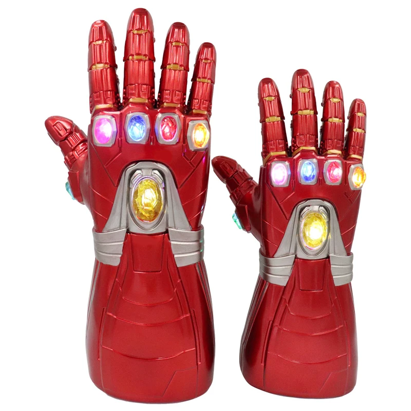 Мстители эндгейм взрослый ребенок Железный человек Бесконечность Gauntlet Tony Stark Nano Gauntlet Косплей Prop ПВХ перчатки танос оружие перчатки со светодиодами