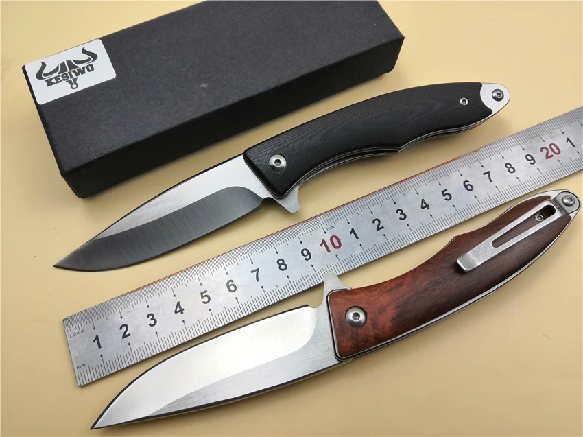 KESIWO KS68 knife folding Pocket EDC Knife wood handle 9cr18mov blade Ball Bearing Flipper Utility Outdoor Camping knife KESIWO KS68 knife folding Pocket EDC Knife wood handle 9cr18mov blade Ball Bearing Flipper Utility Outdoor Camping knife