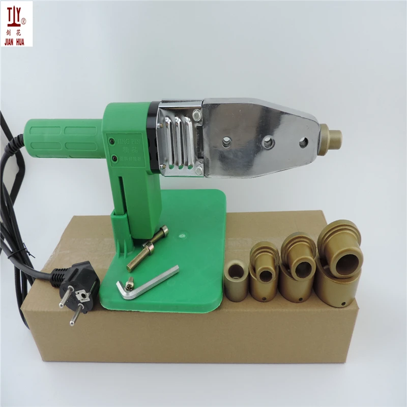 1 Set Plastic Pipe Welder 4pcs Die Heads 16/20/25/32mm PPR Tube Pipe Welding Machine AC 220V , PPR/ PE / PP pipe welding cordless hot melt machine electric ppr water pipe melter rechargeable plastic welding tools with heads for makita 18v battery