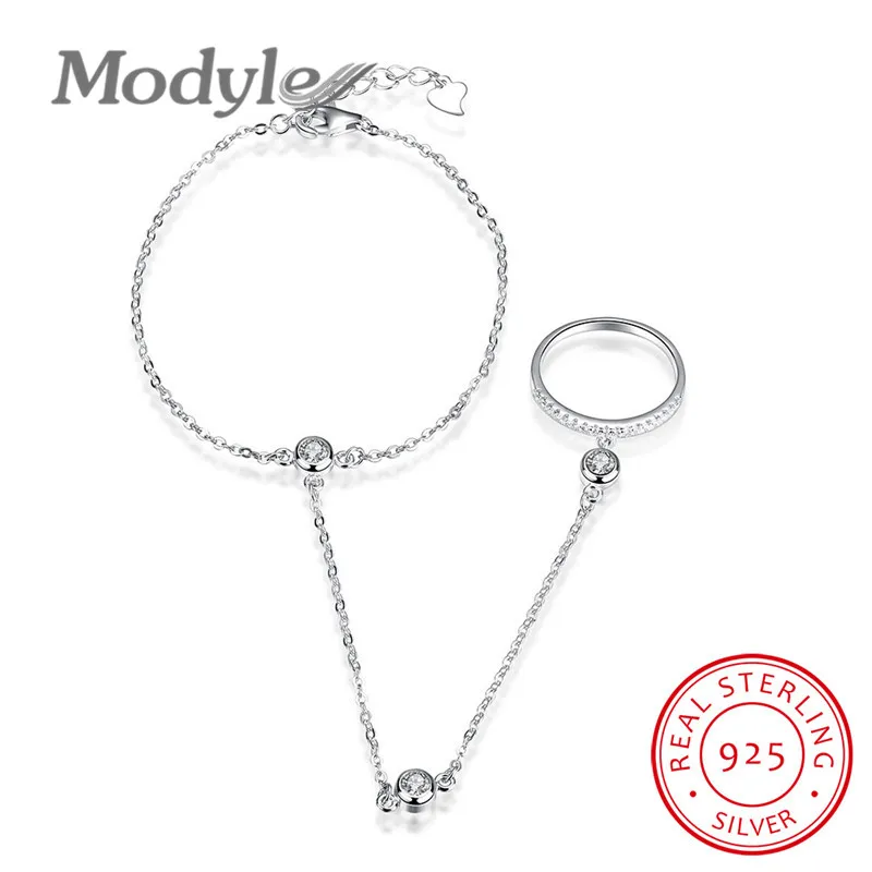 

Modyle 925 Sterling Silver Jewelry Fashion Bangle Slave Chain Link Wedding Bracelet for women