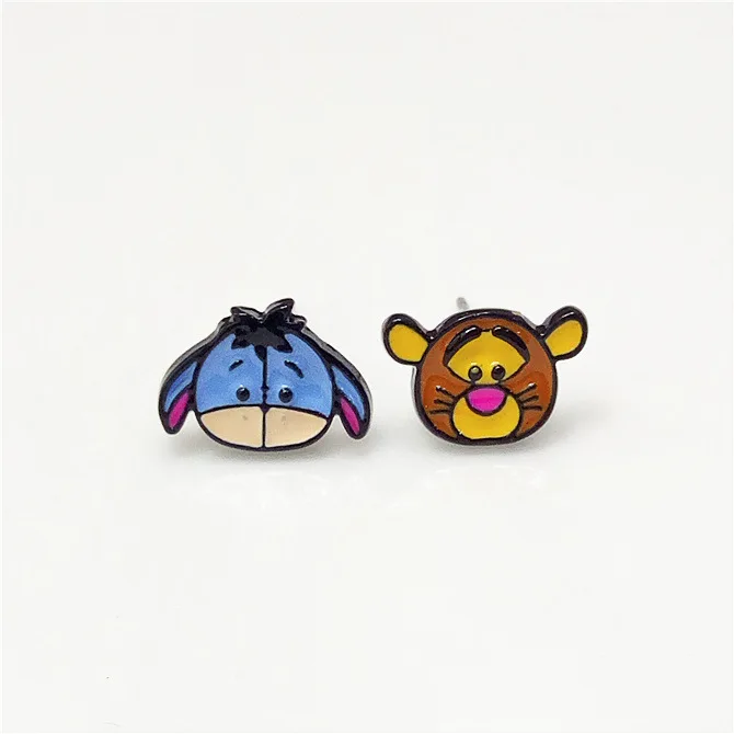 IVYYE Piglet eeyore Мода Аниме Сережка с героями мультфильмов милые серьги-гвоздики с животными для женщин девочек Дети Ювелирные изделия Рождество подарок - Окраска металла: see chart