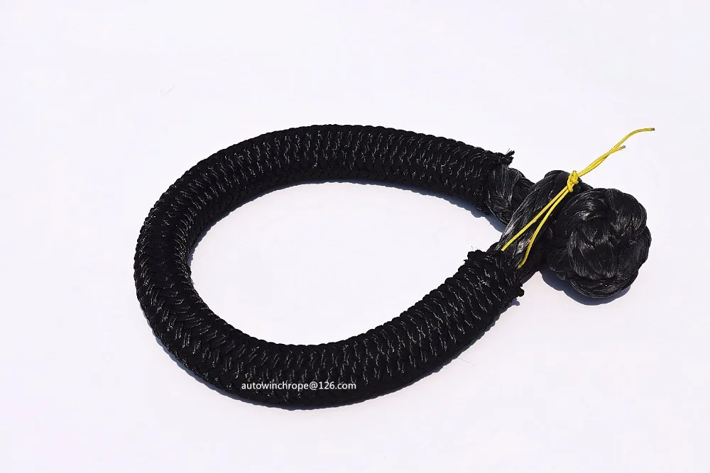 Black 9mm*80mm Soft Shackles,ATV Winch Shackle with Sleeve, UHMWPE