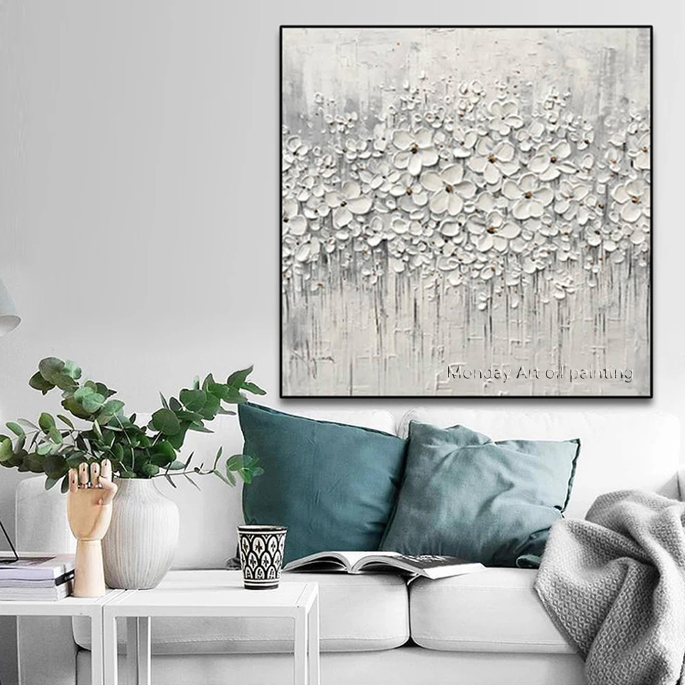 

New Design 100% hand painted High Quality knife oil painting Handmade 3D Flower Oil Painting Canvas art pictures for living room