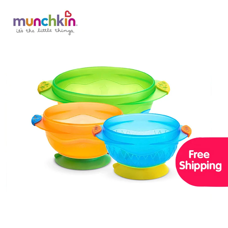 Munchkin Stay Put Suction baby Bowl 3 граф Baby Infants мальчик девочка миска для кормления BPA бесплатно