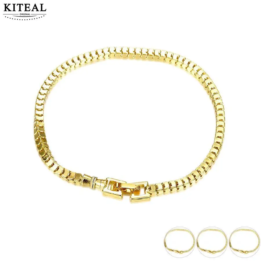 

KITEAL Xmas Gift yellow gold color 17 18 19 cm box chain Charms bracelet for women men anchor sport