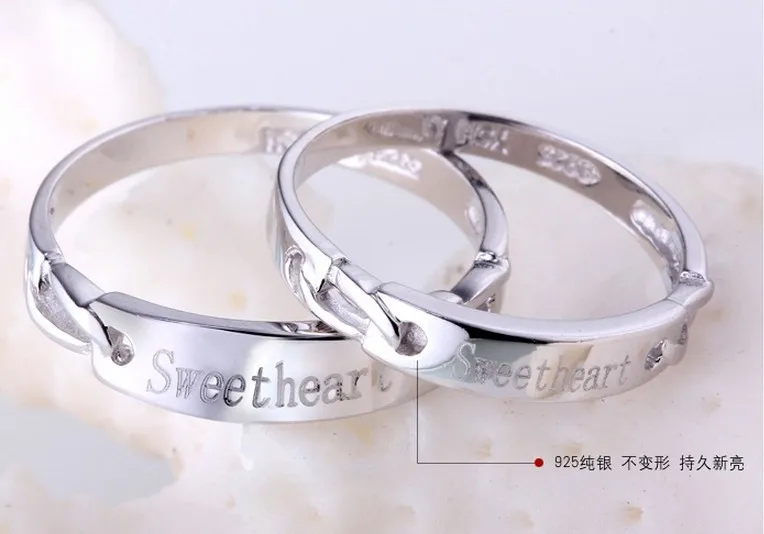 Almei Gothic Silver Color Couple Rings for Men Women Wedding Jewelry Ring Pair Set Mariage Girls Jewelry Sweet Heart Anelli J054