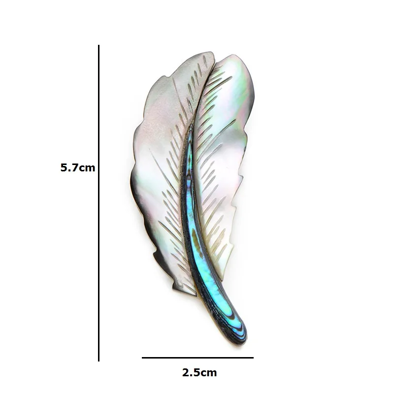 Мужская/женская классическая брошка Wuli&baby, брошь из естественной ракушки в форме пера, брошь для банкета, подарок на год