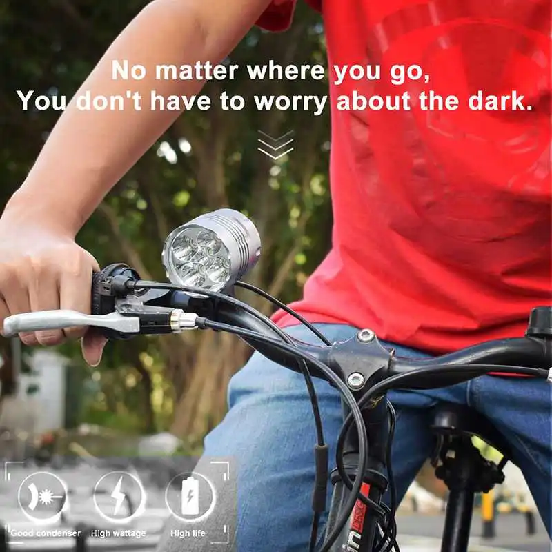 Sale WasaFire 6000lm 5* XM-L T6 LED Bicycle Front Light 3 Modes Rechargeable Flashlight 8.4V Charger bike light headlights Front Lamp 2