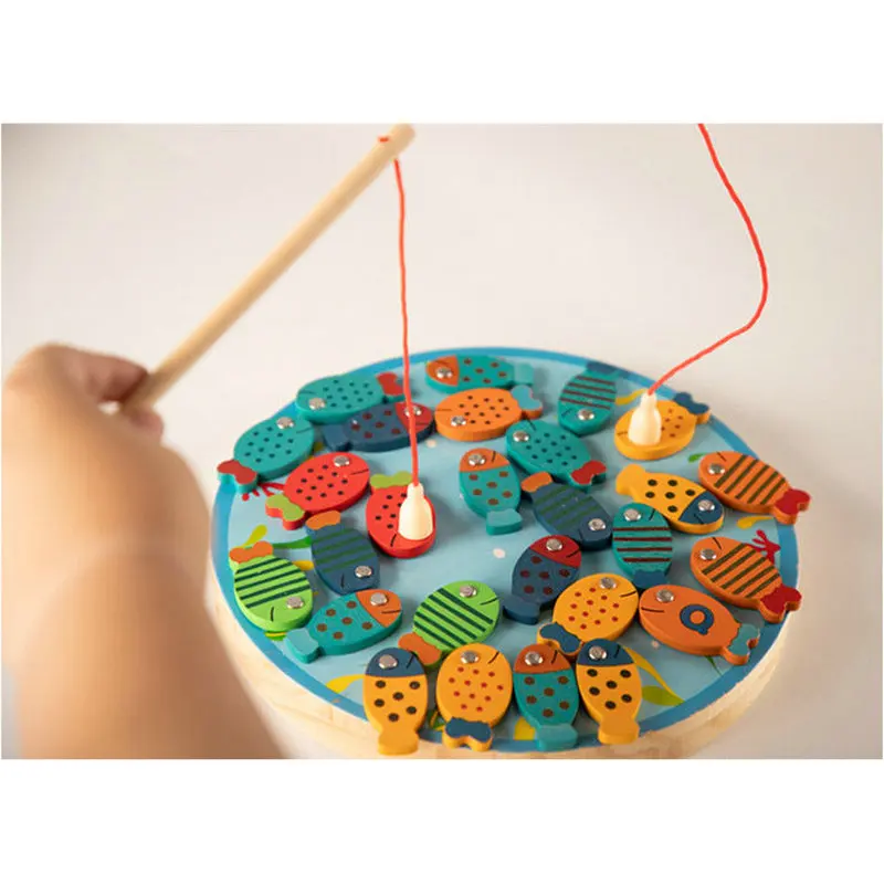

Children's Wisdom Early Education Fishing Game Wooden 26 Letters Toys Baby Wood Blocks Learning Education Toys 26 Fish Kids gift