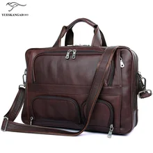 Genuine leather business men’s bags, large leather men’s bags, 17 inch laptop bag Multifunctional men’s briefcase 7289