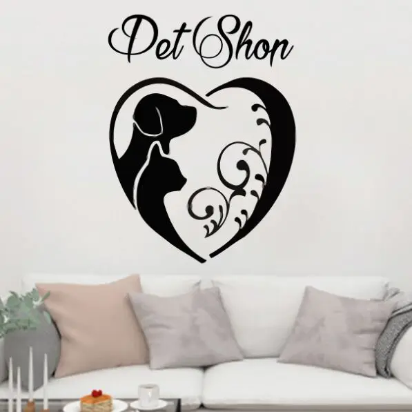 

Pet Shop Decor Pet Grooming Vinyl Wall Sticker Removable Pets Friends Wall Mural New Design Dogs Salon Wall Window Decal AY1308