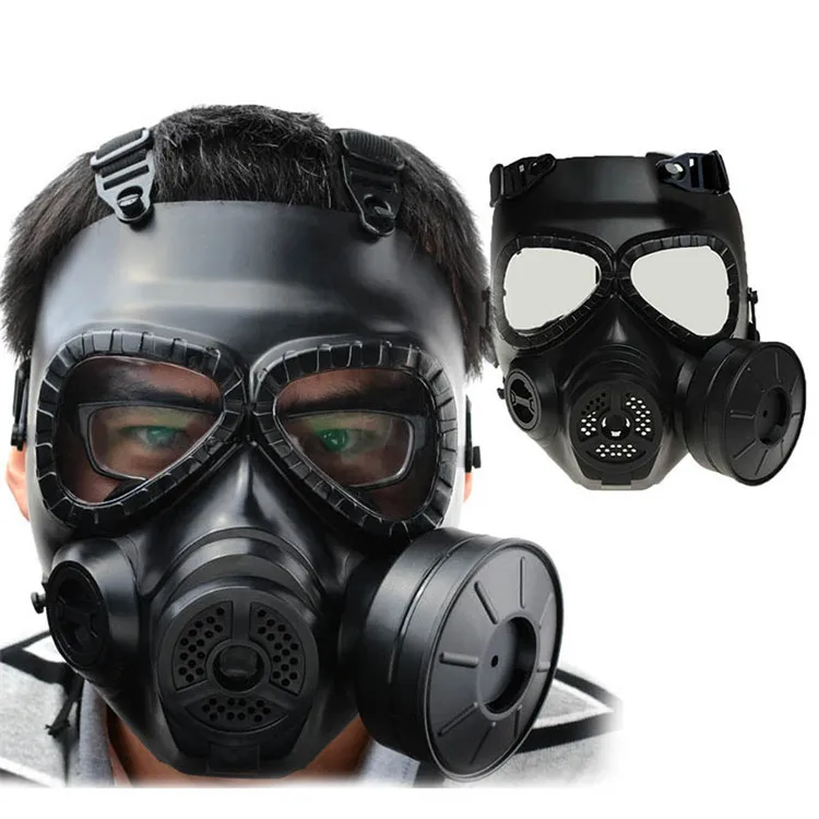 

1pc Protective Airsoft Paintball War Game Gas Mask Tactical Military Full Face Comfortable Protector Safety Masks With Fan