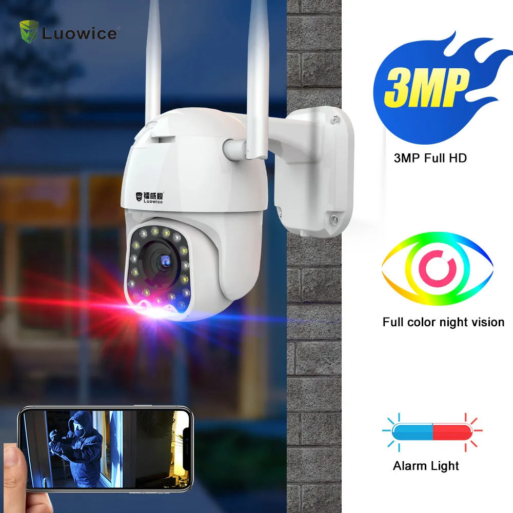 

IP Camera 3mp Two Way Audio Outdoor Video Surveillance Camera Wifi Home Security Wireless Wifi Cameras 17/pcs alarm lights