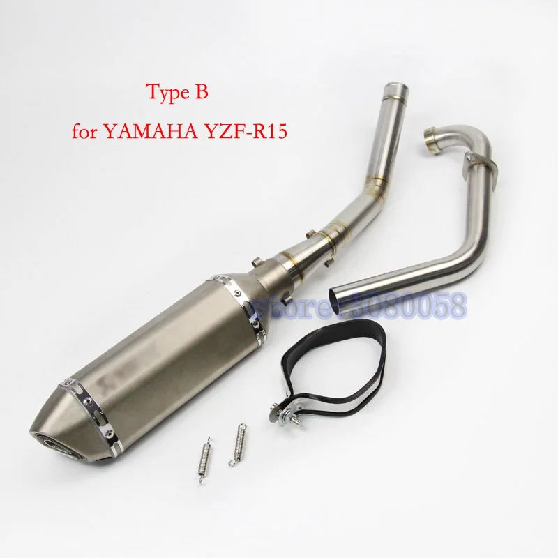 Motorcycle Full Set Exhaust Muffler Silencer Middle Link Pipe Tube Modified For Yamaha YZF R15
